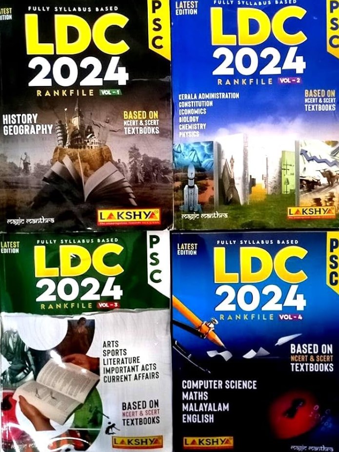 LDC 2024 Kerala PSC Rank File : 2024 Latest Edition - Set of 4 Volumes -Based on NCERT & SCERT Textbooks